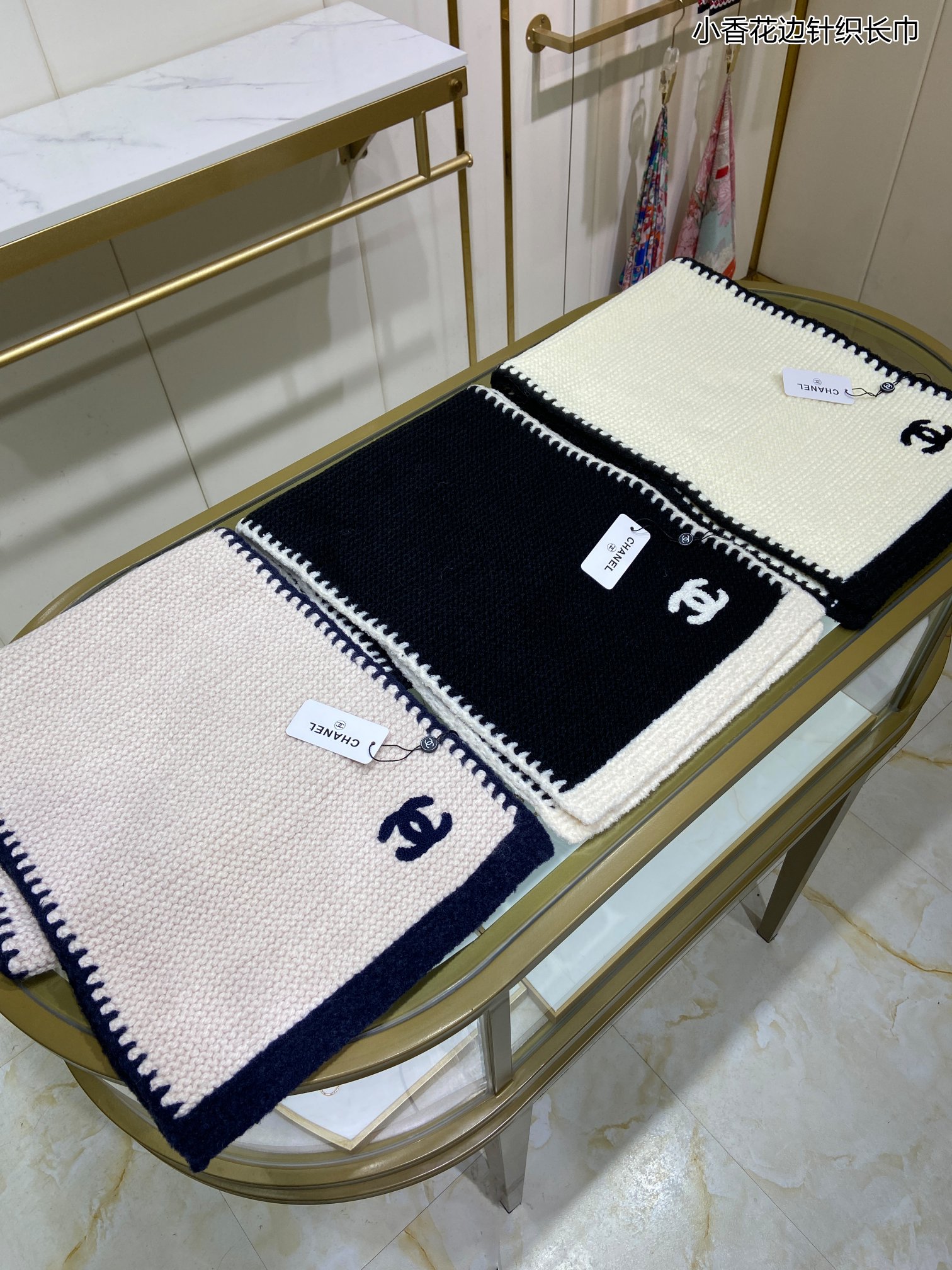 Chanel scarf 33X170cm 100%羊绒 E32
